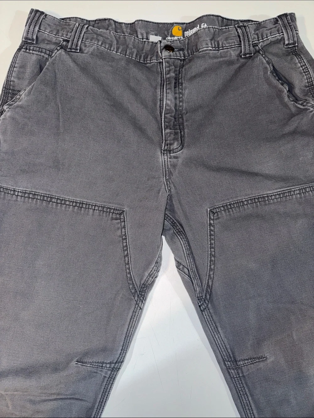 Men’s Dark Gray Relaxed Fit Double Knee Carhartt Pants size 38x32